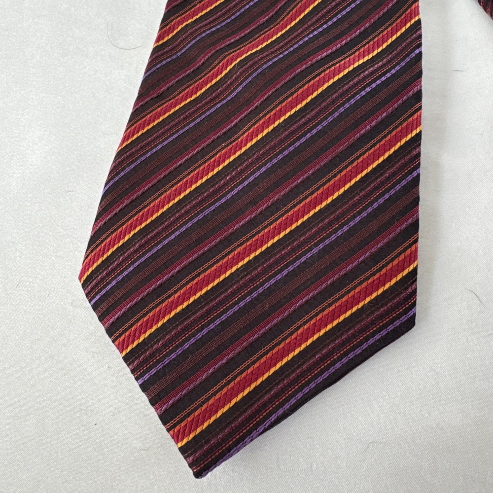 Crazy Horse Men's Silk Tie Classic 59"X 4" Multi Color Striped Black base Fall